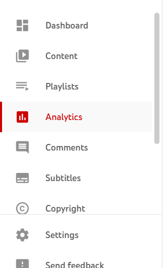 Analytics section in the menu