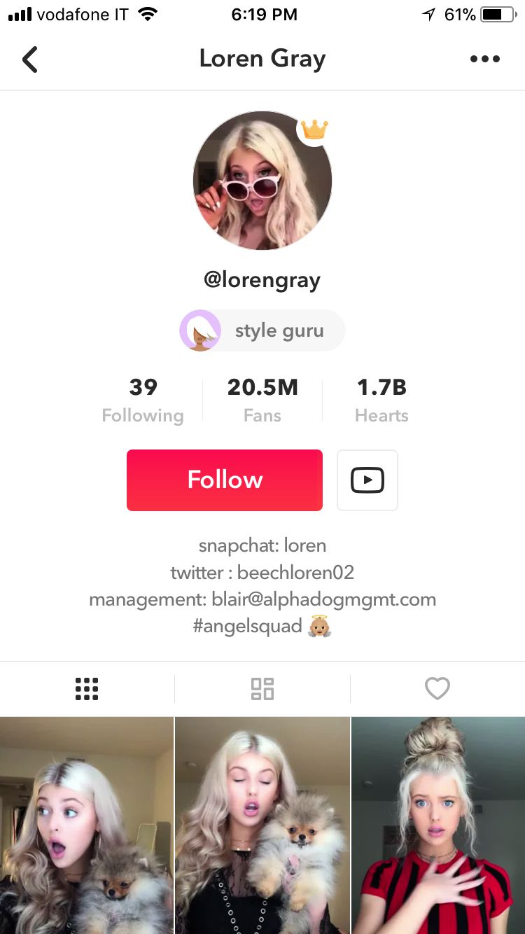 Home page of the popular account on TikTok